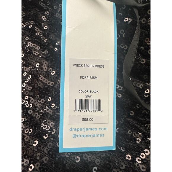 NWT Draper James RSVP Sequin Black Holiday Special Occasion Dress Prom size 20W - Picture 6 of 14